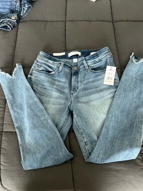 Skinnygirl Light Blue Washed Frayed Hem Skinny Jeans